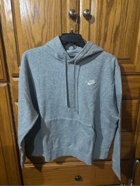 Nike Gray Hooded Pullover Sweatshirt with Small Swoosh